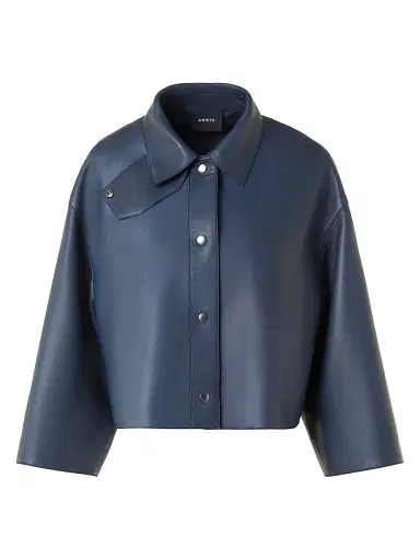 Akris Women's Dalia Leather Shacket - Denim - Size 4 | Thumbnail 1