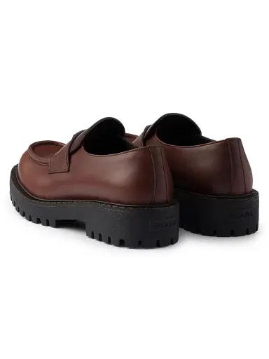 Prada Men's Brushed Leather Loafers - Brown - Size 10 | Thumbnail 3