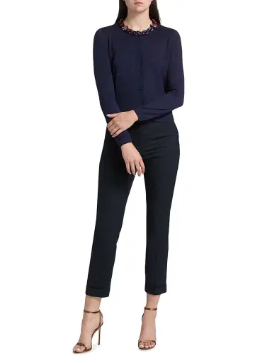 Etro Women's Jeweled Neckline Cardigan - Blue Mare | Thumbnail 2