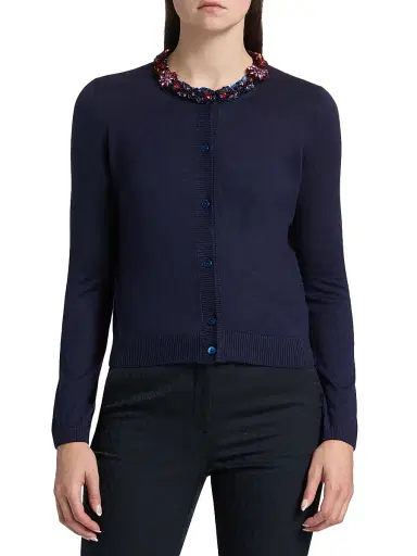 Etro Women's Jeweled Neckline Cardigan - Blue Mare | Thumbnail 3