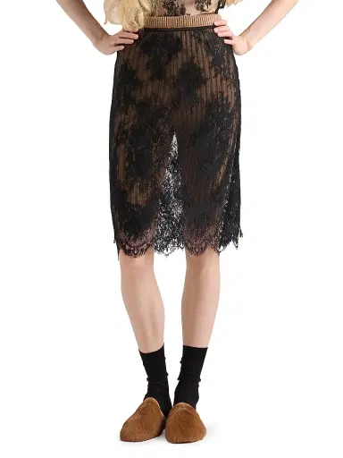 Prada Women's Lace Pencil Skirt - Black | Thumbnail 2