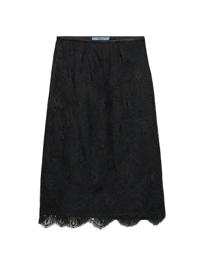Women's Lace Pencil Skirt - Black