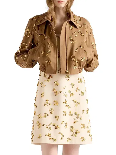 Prada Women's Embroidered Chevron Mini-dress - Beige Multi | Thumbnail 2 Prada Women's Embroidered Chevron Mini-dress - Beige Multi | Thumbnail 2
