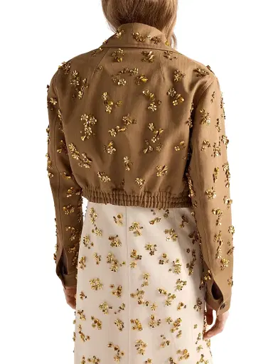 Prada Women's Embroidered Chevron Mini-dress - Beige Multi | Thumbnail 3 Prada Women's Embroidered Chevron Mini-dress - Beige Multi | Thumbnail 3