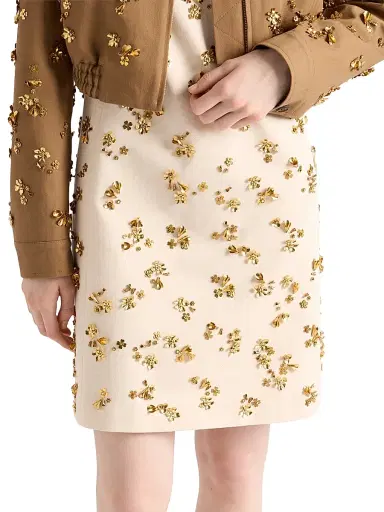 Prada Women's Embroidered Chevron Mini-dress - Beige Multi | Thumbnail 5 Prada Women's Embroidered Chevron Mini-dress - Beige Multi | Thumbnail 5