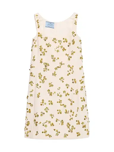 Prada Women's Embroidered Chevron Mini-dress - Beige Multi | Thumbnail 1 Prada Women's Embroidered Chevron Mini-dress - Beige Multi | Thumbnail 1