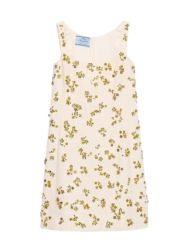 Women's Embroidered Chevron Mini-dress - Beige Multi