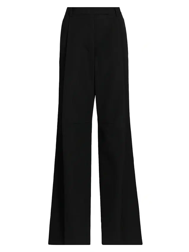 TOM FORD Women's Sharp Wool Pleated High-Rise Wide-Leg Pants - Black
