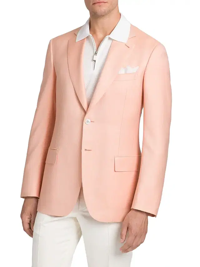 Men's Classic 2 Button Blazer in Cashmere and Silk - Orange