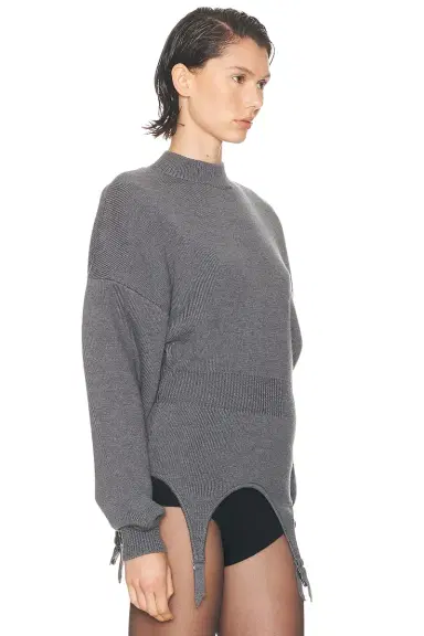 Jean Paul Gaultier High Neck Bat Sleeves Lingerie Garter Pullover Sweater | Thumbnail 2