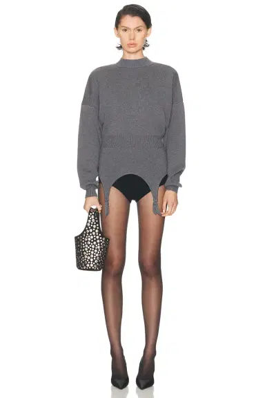 Jean Paul Gaultier High Neck Bat Sleeves Lingerie Garter Pullover Sweater | Thumbnail 4