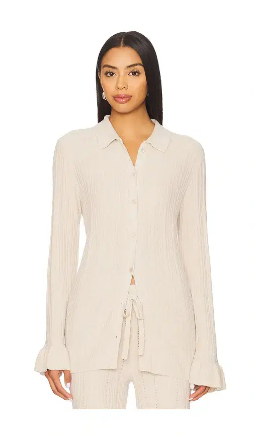Barefoot Dreams CozyChic Ultra Lite Ribbed Ruffle Cuff Shirt