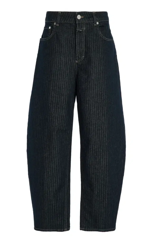Jazzie Herringbone Stretch Mid-Rise Barrel Jeans