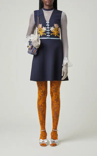 Valentino Garavani Embroidered Virgin-Wool Blend Mini Skirt | Thumbnail 2