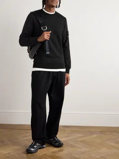 Stone Island Logo-Appliquèd Garment-Dyed Organic Cotton-Jersey Sweatshirt - Men | Thumbnail 2 Stone Island Logo-Appliquèd Garment-Dyed Organic Cotton-Jersey Sweatshirt - Men | Thumbnail 2