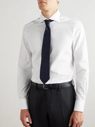 Zegna Cutaway-Collar Cotton-Piqué Shirt - Men | Thumbnail 2