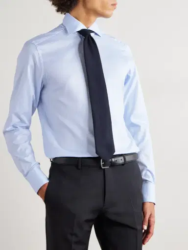 Zegna Cutaway-Collar Textured-Cotton Shirt - Men | Thumbnail 2 Zegna Cutaway-Collar Textured-Cotton Shirt - Men | Thumbnail 2