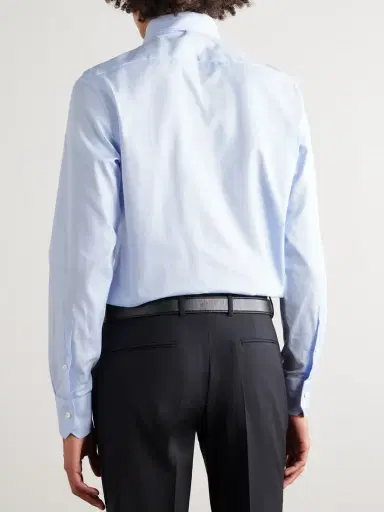 Zegna Cutaway-Collar Textured-Cotton Shirt - Men | Thumbnail 3 Zegna Cutaway-Collar Textured-Cotton Shirt - Men | Thumbnail 3