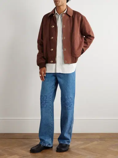 Loewe Anagram Wide-Leg Logo-Embroidered Jeans - Men | Thumbnail 2 Loewe Anagram Wide-Leg Logo-Embroidered Jeans - Men | Thumbnail 2
