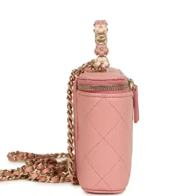 Chanel Chanel Flower Top Handle Long Vanity Case with Chain Pink Lambskin Light Gold Hardware | Thumbnail 3 Chanel Chanel Flower Top Handle Long Vanity Case with Chain Pink Lambskin Light Gold Hardware | Thumbnail 3
