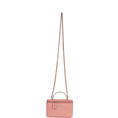 Chanel Chanel Flower Top Handle Long Vanity Case with Chain Pink Lambskin Light Gold Hardware | Thumbnail 7 Chanel Chanel Flower Top Handle Long Vanity Case with Chain Pink Lambskin Light Gold Hardware | Thumbnail 7
