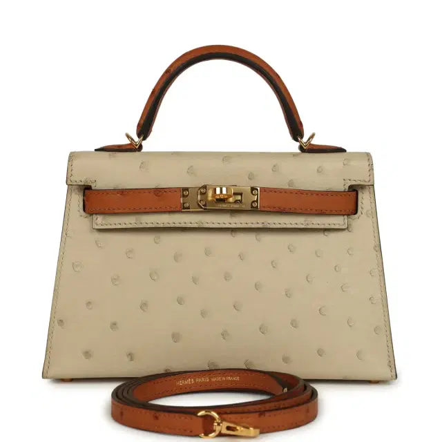 hermes Hermes Special Order (HSS) Kelly Sellier 20 Parchemin and Cognac Ostrich Gold Hardware