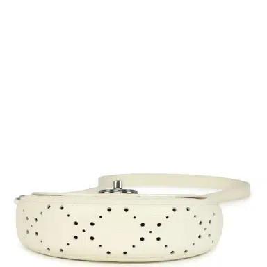 Chanel Pre-owned Chanel Perforated Messenger Bag White Caviar Silver Hardware | Thumbnail 5 Chanel Pre-owned Chanel Perforated Messenger Bag White Caviar Silver Hardware | Thumbnail 5