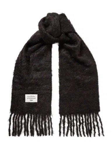 Acne Studios Appliquéd Fringed Brushed Mohair-blend Scarf | Thumbnail 1 Acne Studios Appliquéd Fringed Brushed Mohair-blend Scarf | Thumbnail 1