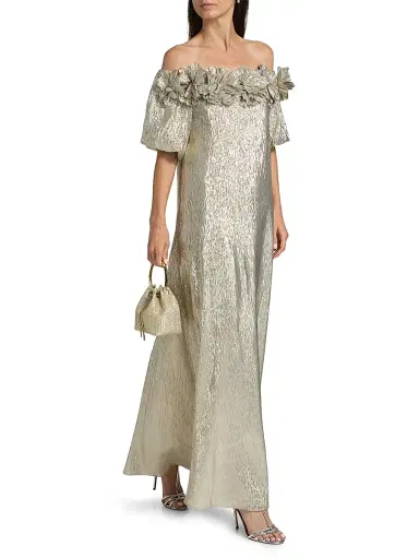 SACHIN & BABI Women's Valentina Metallic Silk Off-The-Shoulder Gown | Thumbnail 2 SACHIN & BABI Women's Valentina Metallic Silk Off-The-Shoulder Gown | Thumbnail 2
