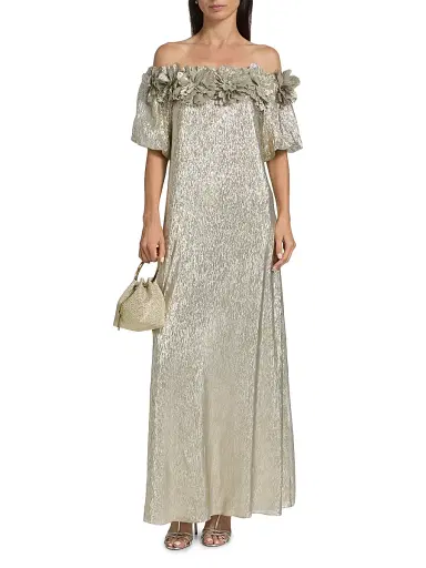 SACHIN & BABI Women's Valentina Metallic Silk Off-The-Shoulder Gown | Thumbnail 3 SACHIN & BABI Women's Valentina Metallic Silk Off-The-Shoulder Gown | Thumbnail 3