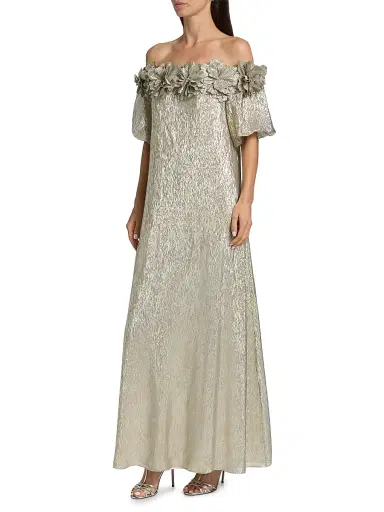 SACHIN & BABI Women's Valentina Metallic Silk Off-The-Shoulder Gown | Thumbnail 4 SACHIN & BABI Women's Valentina Metallic Silk Off-The-Shoulder Gown | Thumbnail 4