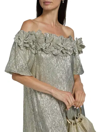 SACHIN & BABI Women's Valentina Metallic Silk Off-The-Shoulder Gown | Thumbnail 6 SACHIN & BABI Women's Valentina Metallic Silk Off-The-Shoulder Gown | Thumbnail 6