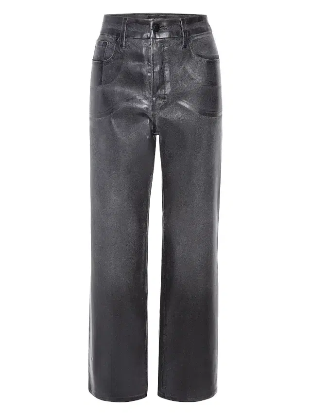 Good American Women's Good Legs Soft Tech Straight-Leg Coated Jeans - Black