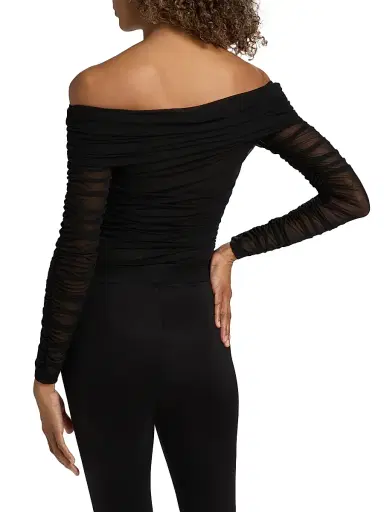 L'Agence Women's Poppie Gathered Off-The-Shoulder Bodysuit - Black - Size Medium | Thumbnail 5