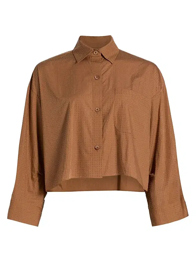 TWP Women's Next Ex Rhinestone Crop Button-Front Shirt - Argan Oil