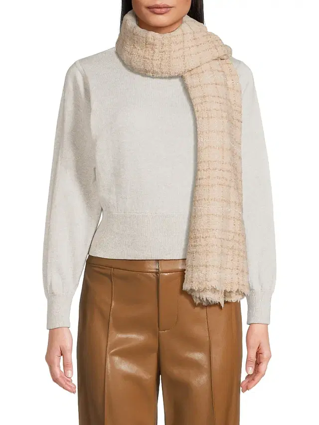 Faliero Sarti Women's Manon Plaid Wool-Blend Scarf - Light Beige