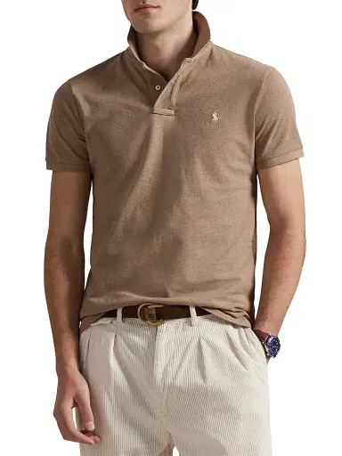 Polo Ralph Lauren Men's The Iconic Cotton Mesh Polo Shirt - Grey Cloud Heather | Thumbnail 9