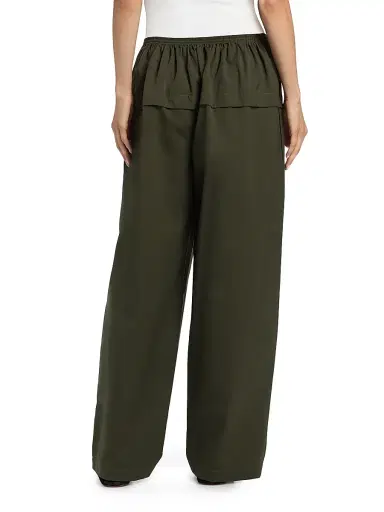 Alaïa Women's Cotton Peplum Wide-Leg Pants - Olive | Thumbnail 5 Alaïa Women's Cotton Peplum Wide-Leg Pants - Olive | Thumbnail 5