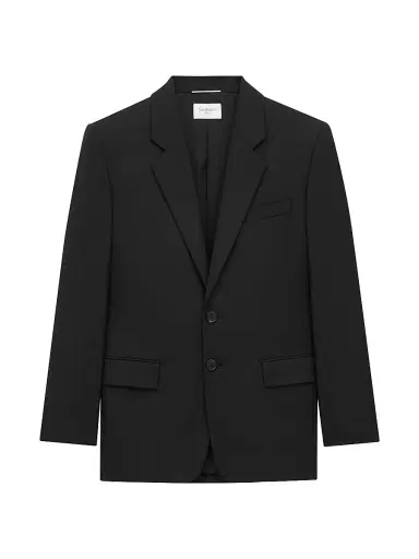 Saint Laurent Men's Jacket in Gabardine - Black - Size 44 | Thumbnail 1 Saint Laurent Men's Jacket in Gabardine - Black - Size 44 | Thumbnail 1