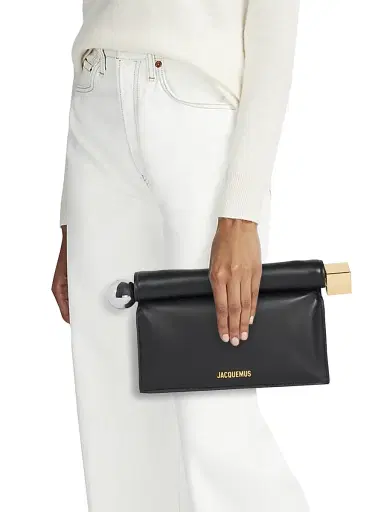 Jacquemus Women's La Pochette Rond Carré Leather Clutch - Black | Thumbnail 2