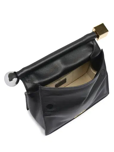 Jacquemus Women's La Pochette Rond Carré Leather Clutch - Black | Thumbnail 3