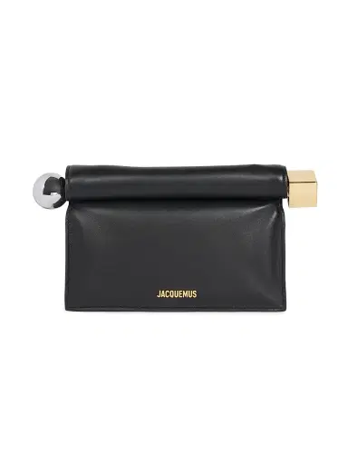 Jacquemus Women's La Pochette Rond Carré Leather Clutch - Black | Thumbnail 1