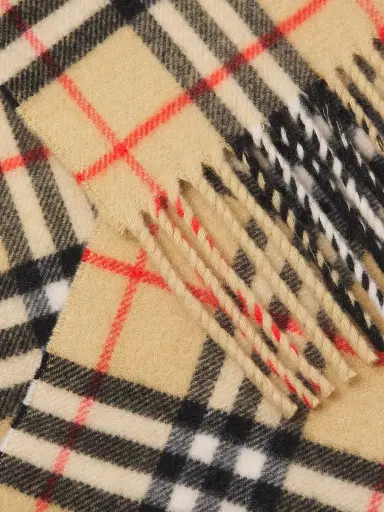 Burberry Women's Check Cashmere Scarf - Sand | Thumbnail 4 Burberry Women's Check Cashmere Scarf - Sand | Thumbnail 4