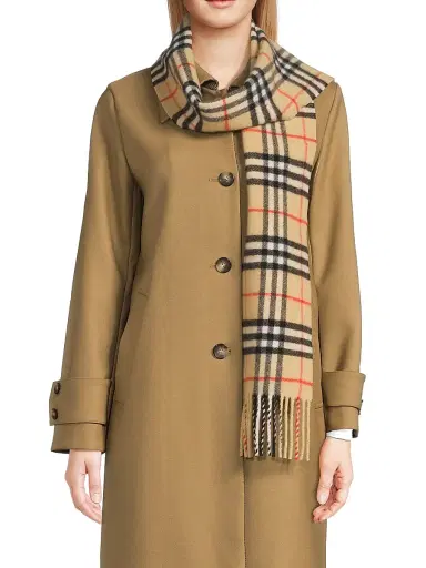 Burberry Women's Check Cashmere Scarf - Sand | Thumbnail 1 Burberry Women's Check Cashmere Scarf - Sand | Thumbnail 1