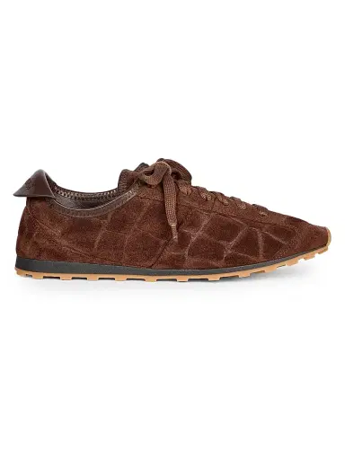 Jacquemus Women's The Tennis Crocodile-Embossed Suede Sneakers | Thumbnail 1