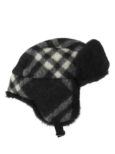 Burberry Men's Tribar Wool Trapper Hat - Black - Size Medium | Thumbnail 1