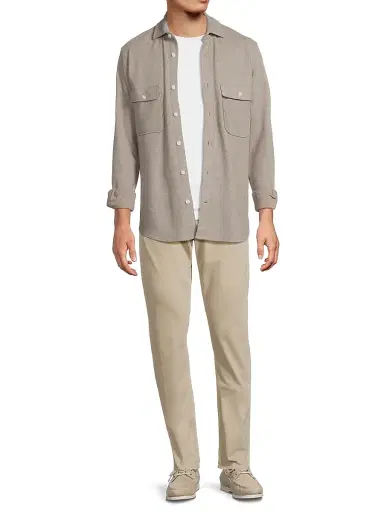 Reiss Men's Forsithe Textured Melange Overshirt - Oatmeal Brown Melange - Size XXL | Thumbnail 2 Reiss Men's Forsithe Textured Melange Overshirt - Oatmeal Brown Melange - Size XXL | Thumbnail 2