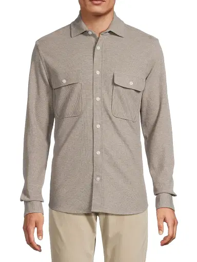 Reiss Men's Forsithe Textured Melange Overshirt - Oatmeal Brown Melange - Size XXL | Thumbnail 3 Reiss Men's Forsithe Textured Melange Overshirt - Oatmeal Brown Melange - Size XXL | Thumbnail 3