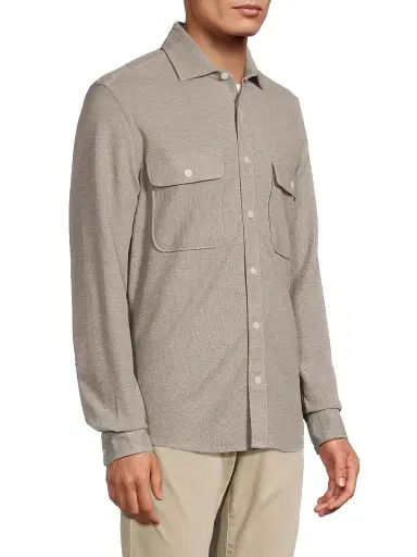 Reiss Men's Forsithe Textured Melange Overshirt - Oatmeal Brown Melange - Size XXL | Thumbnail 4 Reiss Men's Forsithe Textured Melange Overshirt - Oatmeal Brown Melange - Size XXL | Thumbnail 4