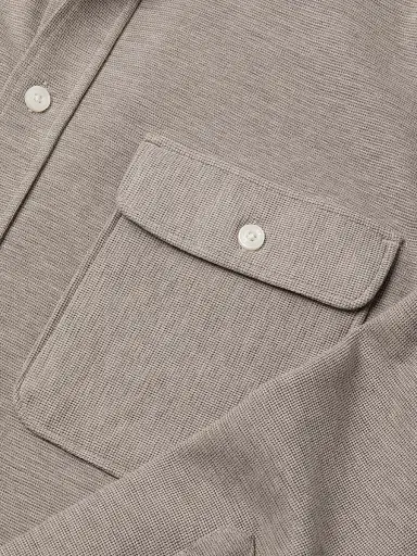 Reiss Men's Forsithe Textured Melange Overshirt - Oatmeal Brown Melange - Size XXL | Thumbnail 6 Reiss Men's Forsithe Textured Melange Overshirt - Oatmeal Brown Melange - Size XXL | Thumbnail 6
